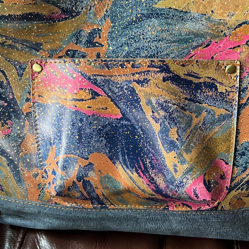 Patricia Nash Toscano Art Expression Spring Multi Floral Blue Tote Bag Purse - Picture 4 of 12